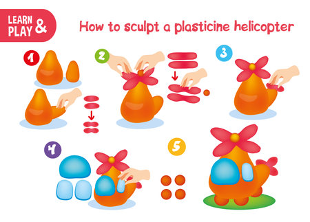 Cute Plasticine Helicopter Step Instruction for Kidのイラスト素材