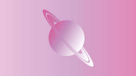 Saturn planet vector illustration o the pink sky backgroundのイラスト素材