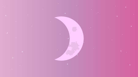Crescent on the pink starry sky background vector designのイラスト素材
