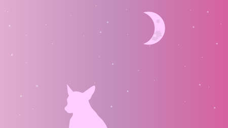 Dog on the pink starry sky background vector designのイラスト素材