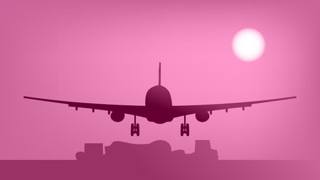 Plane on the rose pink background vector illustrationのイラスト素材