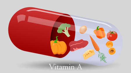 Vitamin pill vector design. Vitamin A vector illustrationのイラスト素材