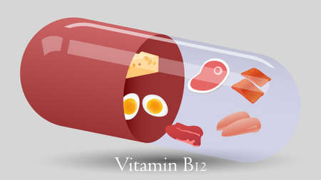 Vitamin pill vector design. Vitamin B12 vector illustrationのイラスト素材