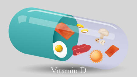 Vitamin pill vector design. Vitamin D vector illustrationのイラスト素材