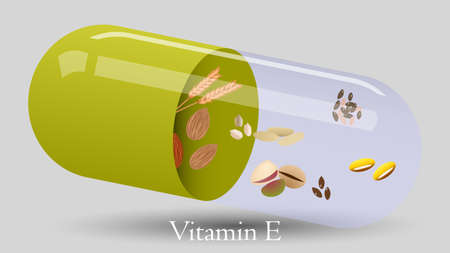 Vitamin pill vector design. Vitamin E vector illustrationのイラスト素材