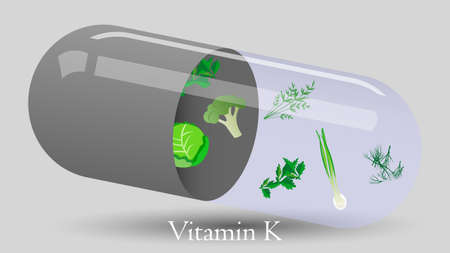 Vitamin pill vector design. Vitamin K vector illustrationのイラスト素材