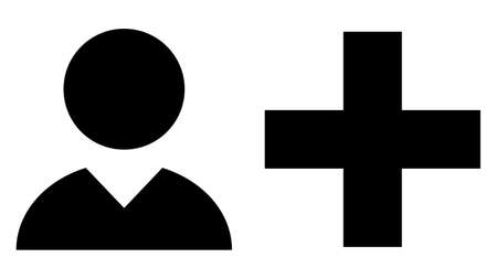 Man icon, plus icon vector design. Couple of icons united by one topicのイラスト素材