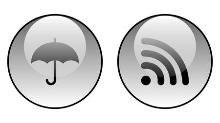 Umbrella icon and Wi-Fi icon vector design. Couple of icons united by one topicのイラスト素材