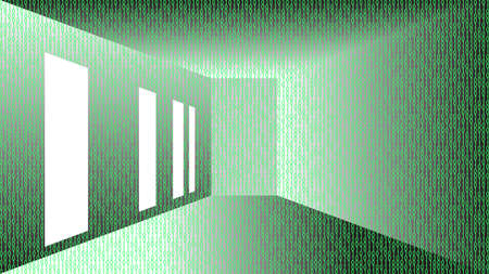 Binary code corridor abstract illustration vector design.のイラスト素材