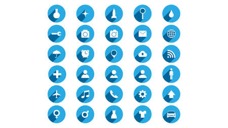 Flat icons vector design. Simple icons with shadowsのイラスト素材
