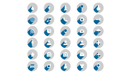 Flat icons vector design. Simple icons with shadowsのイラスト素材