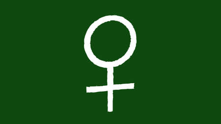 Chalk drawn image of a female symbol. Gender symbol drawn on a school blackboard.のイラスト素材