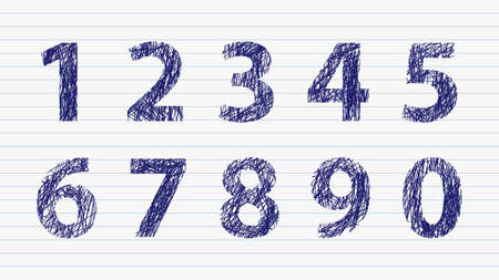 Numbers from zero to 9 in unique style vector designのイラスト素材