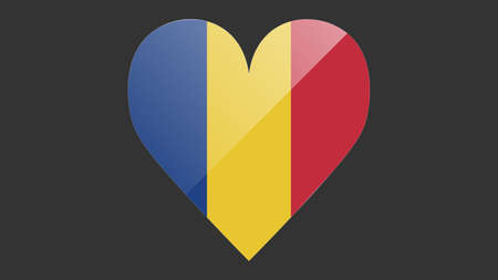 Heart shaped national flag of Romania icon design. Romanian flag heart vectorのイラスト素材