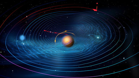 An Abstract Illustration Visualizing the Concept of Gravitational Waves or Gravitational Anomalies. AI-Generated imagesの素材