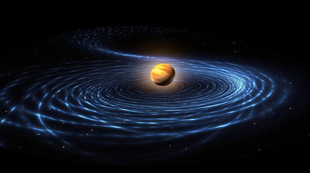 An Abstract Illustration Visualizing the Concept of Gravitational Waves or Gravitational Anomalies. AI-Generated imagesの素材