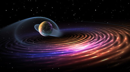 An Abstract Illustration Visualizing the Concept of Gravitational Waves or Gravitational Anomalies. AI-Generated imagesの素材