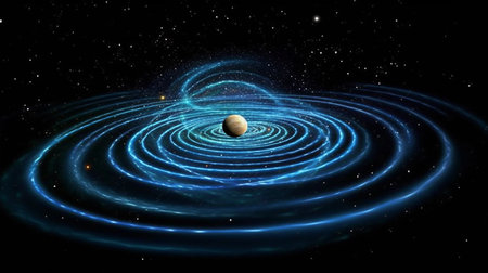 An Abstract Illustration Visualizing the Concept of Gravitational Waves or Gravitational Anomalies. AI-Generated imagesの素材