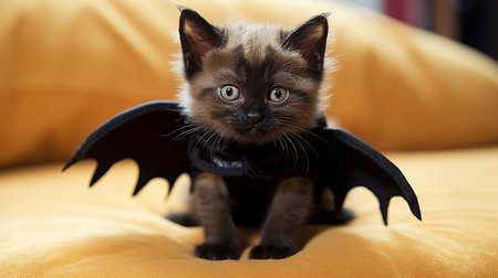Cute Kitty in Halloween Costume. Boo-tiful Whiskers: Halloween-Clad Kitten. AI-Generated imagesの素材