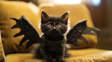 Cute Kitty in Halloween Costume. Boo-tiful Whiskers: Halloween-Clad Kitten. AI-Generated imagesの素材