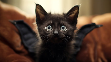 Cute Kitty in Halloween Costume. Boo-tiful Whiskers: Halloween-Clad Kitten. AI-Generated imagesの素材
