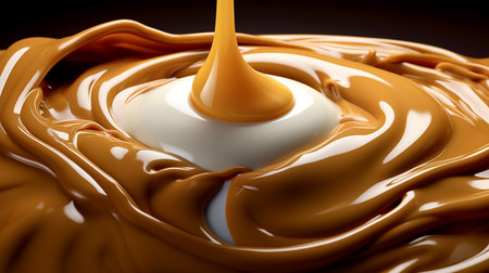 Silky Smooth Flowing Caramel Delight: A Tasty Journey. AI-Generated imagesの素材