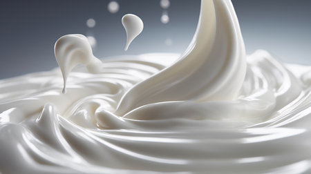 Creamy Delight: White Milk Cream. AI-Generated imagesの素材
