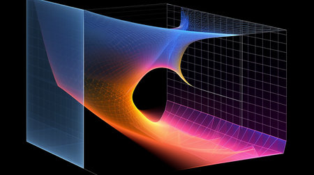 Time-Space Distortion: Abstract Visualization of Spacetime Continuum Curvature. AI-Generated imagesの素材