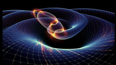 Time-Space Distortion: Abstract Visualization of Spacetime Continuum Curvature. AI-Generated imagesの素材