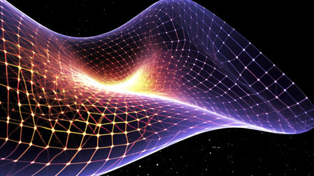 Time-Space Distortion: Abstract Visualization of Spacetime Continuum Curvature. AI-Generated imagesの素材