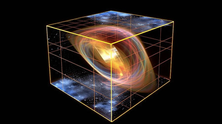 Time-Space Distortion: Abstract Visualization of Spacetime Continuum Curvature. AI-Generated imagesの素材