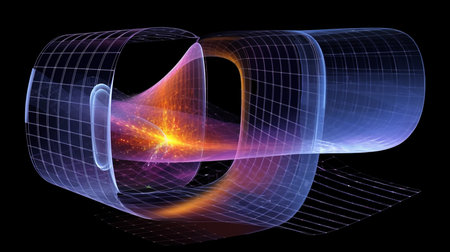 Time-Space Distortion: Abstract Visualization of Spacetime Continuum Curvature. AI-Generated imagesの素材