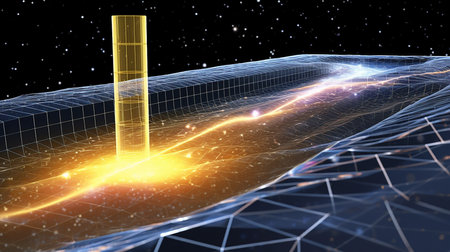 Time-Space Distortion: Abstract Visualization of Spacetime Continuum Curvature. AI-Generated imagesの素材