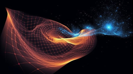 Time-Space Distortion: Abstract Visualization of Spacetime Continuum Curvature. AI-Generated imagesの素材