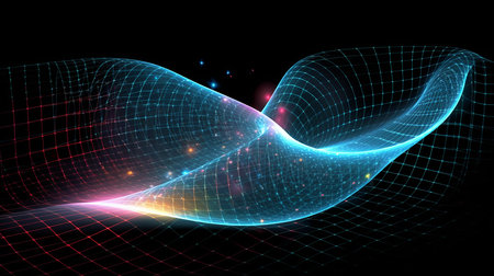 Time-Space Distortion: Abstract Visualization of Spacetime Continuum Curvature. AI-Generated imagesの素材