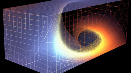 Time-Space Distortion: Abstract Visualization of Spacetime Continuum Curvature. AI-Generated imagesの素材