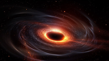 AI's Glimpse into the Abyss: Visualizing a Black Hole in Outer Space. AI-Generated imagesの素材