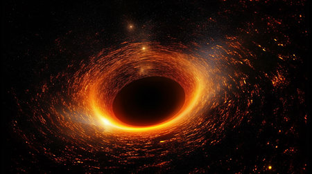 AI's Glimpse into the Abyss: Visualizing a Black Hole in Outer Space. AI-Generated imagesの素材
