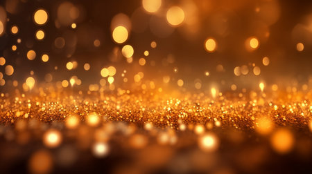 A golden bokeh, with defocused lights in warm hues of gold. AI-Generated imagesの素材