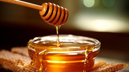The liquid gold of honey, with its mesmerizing amber hue and enticing drips. AI-Generated imagesの素材