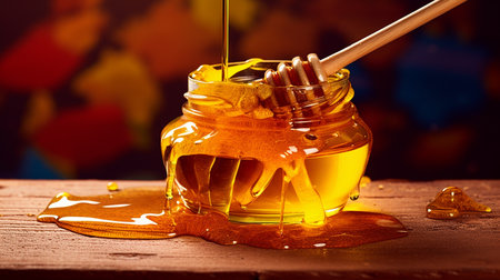 The liquid gold of honey, with its mesmerizing amber hue and enticing drips. AI-Generated imagesの素材