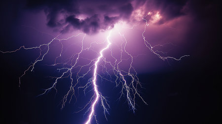 The dynamic and luminous nature of a lightning bolt. AI-Generated imagesの素材
