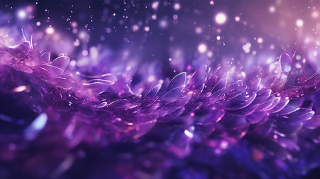 A purple shimmering bokeh, creating an enchanting and mystical atmosphere with its vibrant, glowing lights. AI-Generated imagesの素材