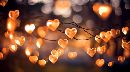 A mesmerizing image featuring a glowing heart surrounded by a beautiful bokeh effect. AI-Generated imagesの素材
