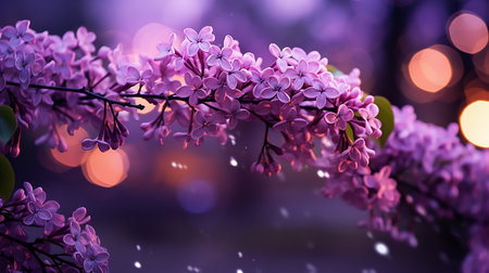 Beautiful lilac flowers on a blurred background with bokehの素材