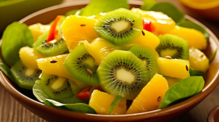 Fresh fruit salad with kiwi and mango. Kiwi Mango Delightの素材