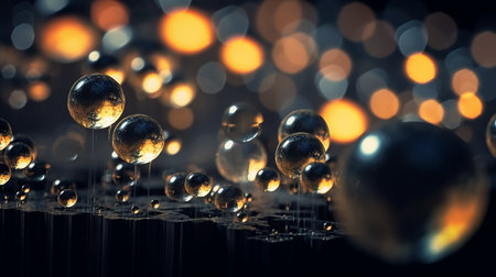 Illustration of abstract background with bokeh lights and water dropsの素材