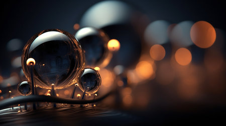 Illustration of abstract background with bokeh lights and water dropsの素材