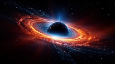 An intergalactic tunnel, like a swirling vortex, that takes us to unknown faraway parts of the universeの素材