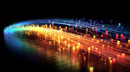 Abstract technology background with glowing lines and bokehの素材